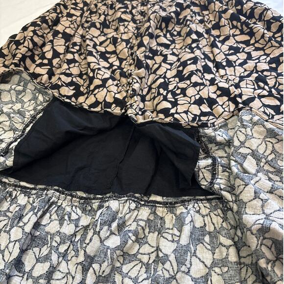 Abercrombie & Fitch Womens XL Linen Blend Brown Floral Midi Dress Ethreal - Picture 7 of 12